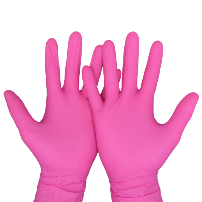 Rukavice nitrilne bez pudera 100/1 - Roze - Slika 2