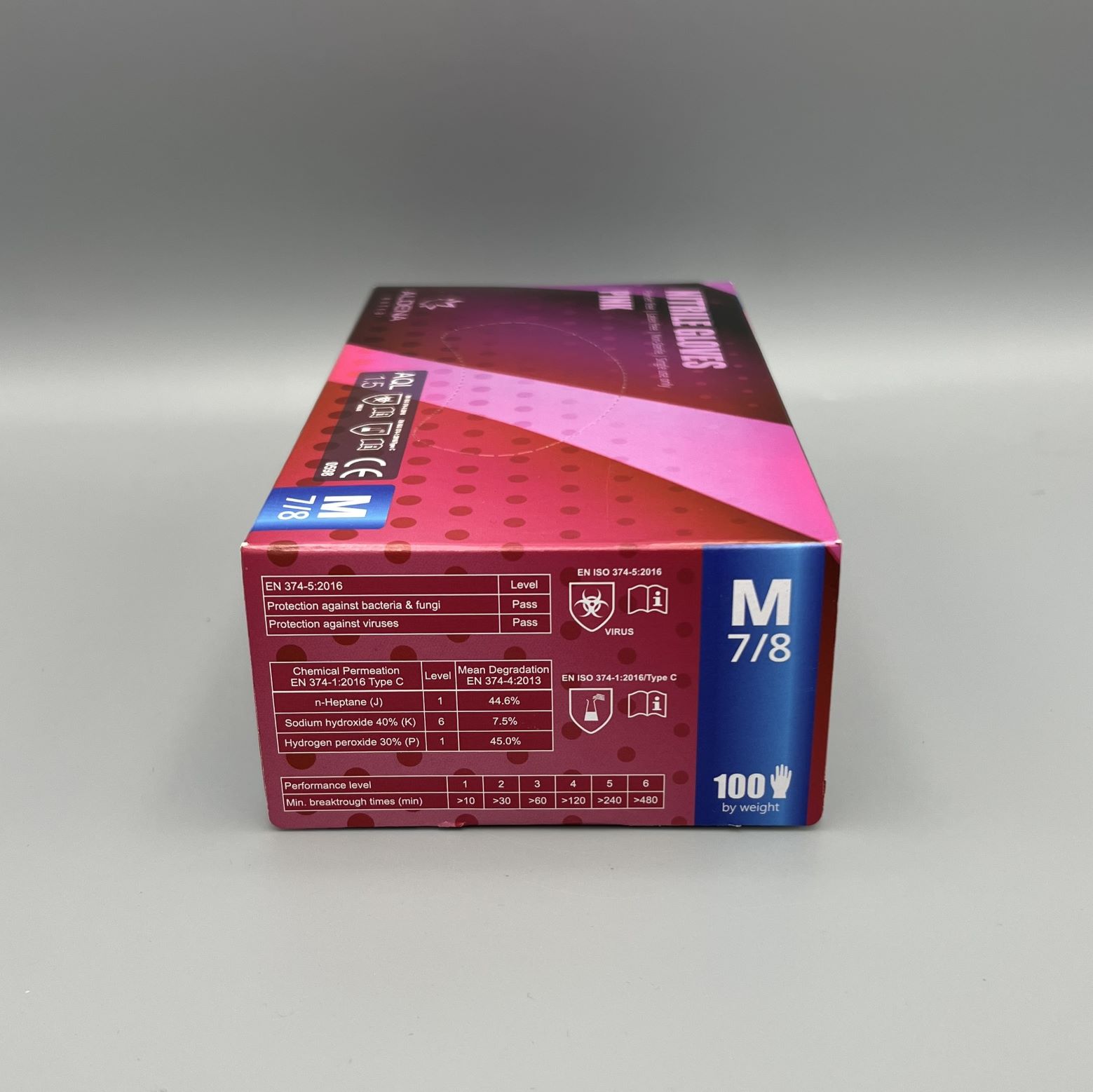 Rukavice nitrilne bez pudera 100/1 - Roze - Slika 4